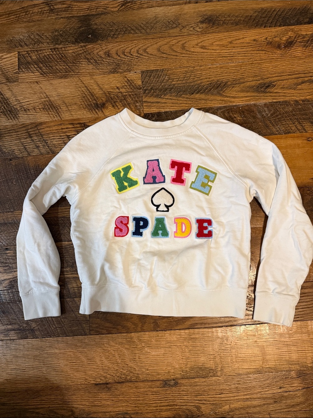 kate spade White Sweatshirt with Multicolor Chenille Lettering